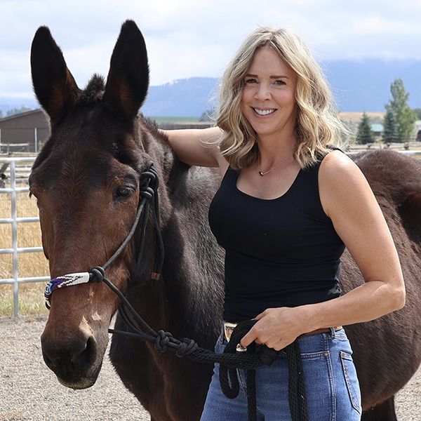 Morgan Stuart with one of her mules